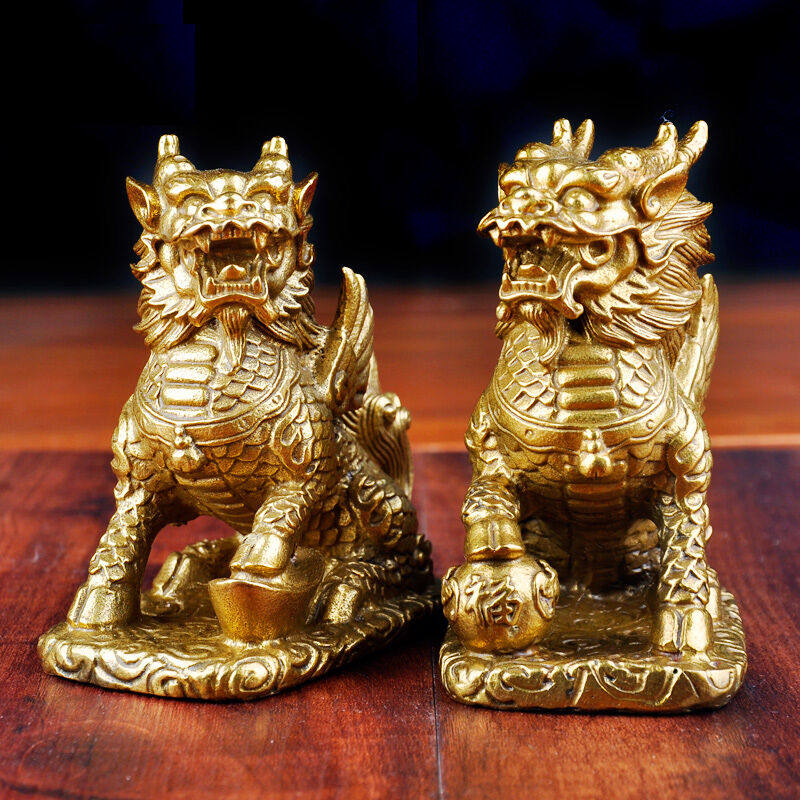 泰山吉运阁黄铜麒麟摆件财富麒麟摆件家居装饰品办公室客厅工艺礼