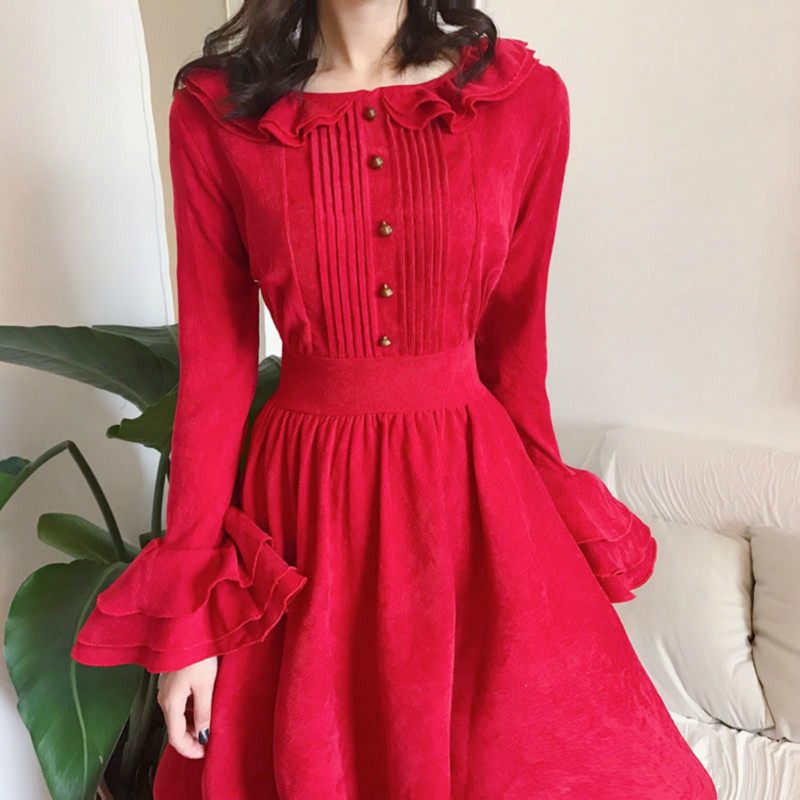 first love Retro Dress gules Autumn Long sleeve 2019 new pattern Sen family corduroy longuette 00 Post high schoolin the Women's clothing/Boutique , Dress category - from Buy2taobao.com to provide professional Taobao agent buy service
