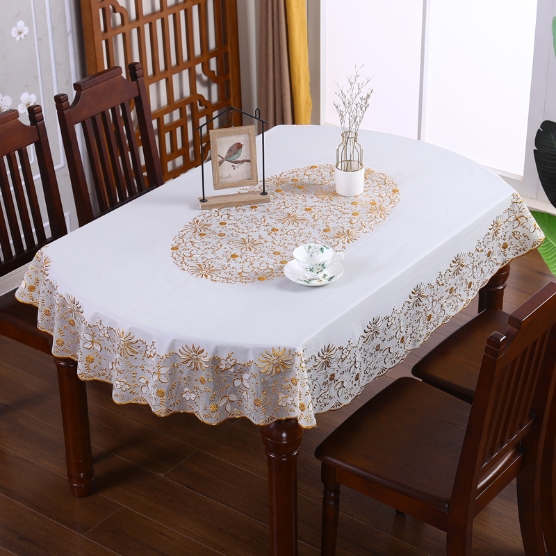 椭圆形桌布可折叠伸缩桌桌布防水防油免洗pvc塑料家用餐桌布