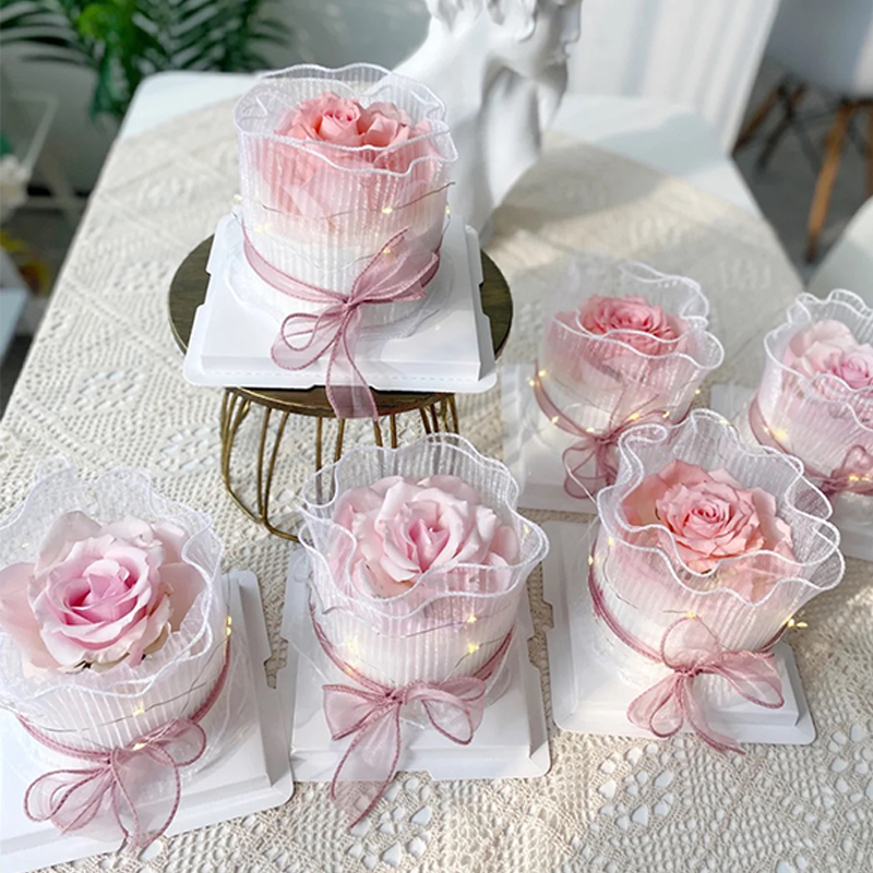 母亲节520情人节网红皱皱纱蕾丝网纱围边生日蛋糕装饰插件摆件