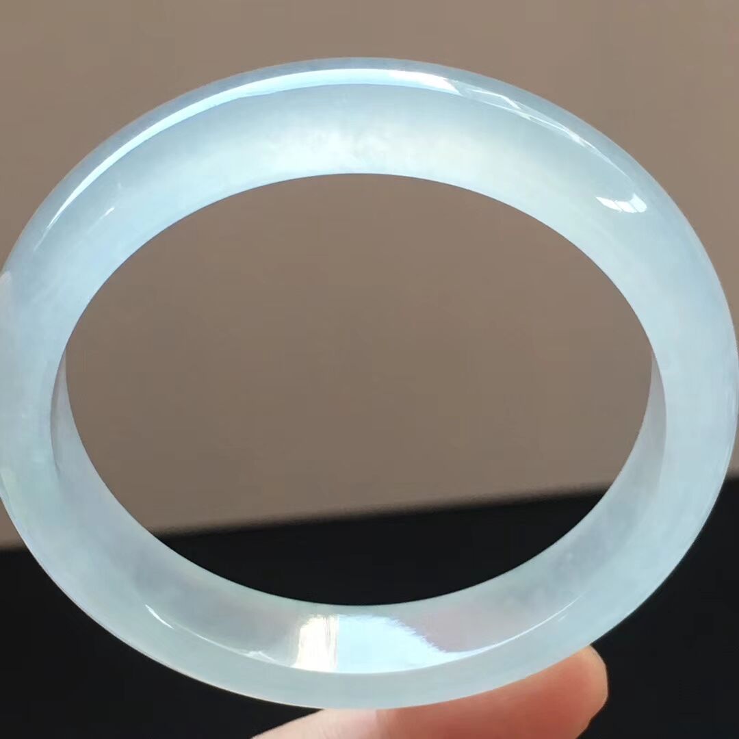 55mm 冰糯种白色翡翠平安镯手镯 喆囍拾翠轩