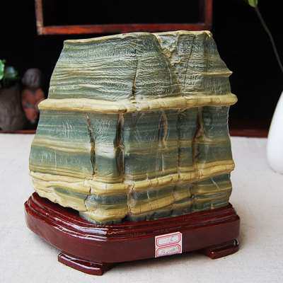 松花石天然原石摆件家居室内办公书房案头玄关千层石观赏招财奇石