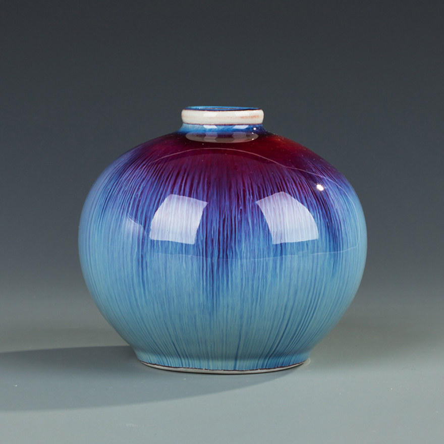国家级颜色釉研究专家邓希平 窑变花釉球型香水罐