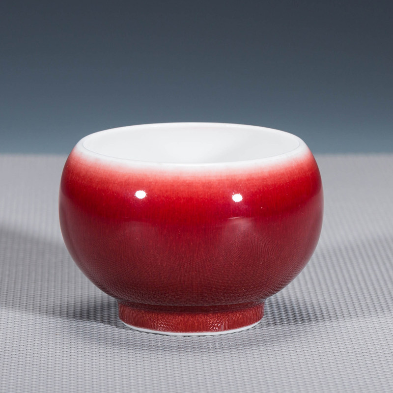 郎红釉圆形杯 国家级颜色釉研究专家邓希平