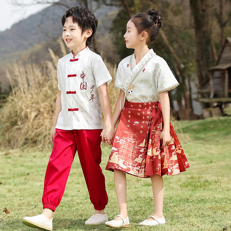 六一儿童演出服男女童汉服中国风幼儿园国学服小学生马面裙表演服