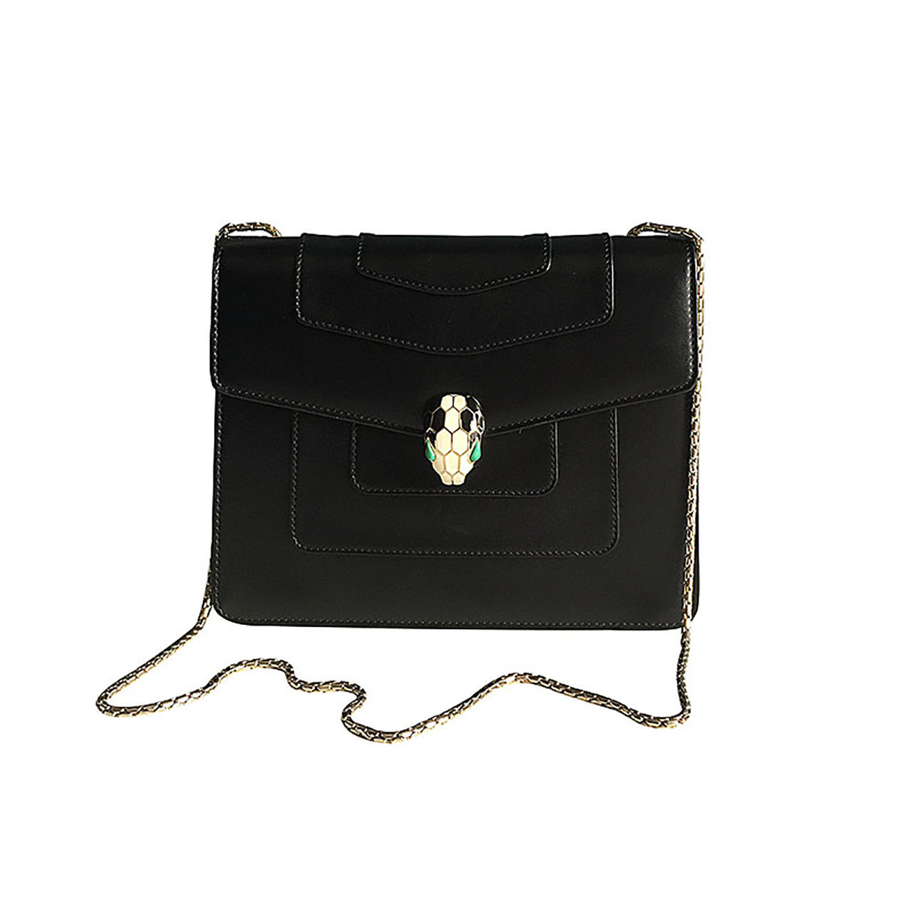 [9.5新] bvlgari/宝格丽 黑色中号蛇头单链链条包