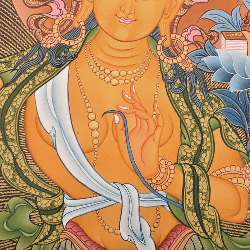 【精工作品】高66cm 宽48cm 文殊菩萨 尼泊尔手绘唐卡 te62