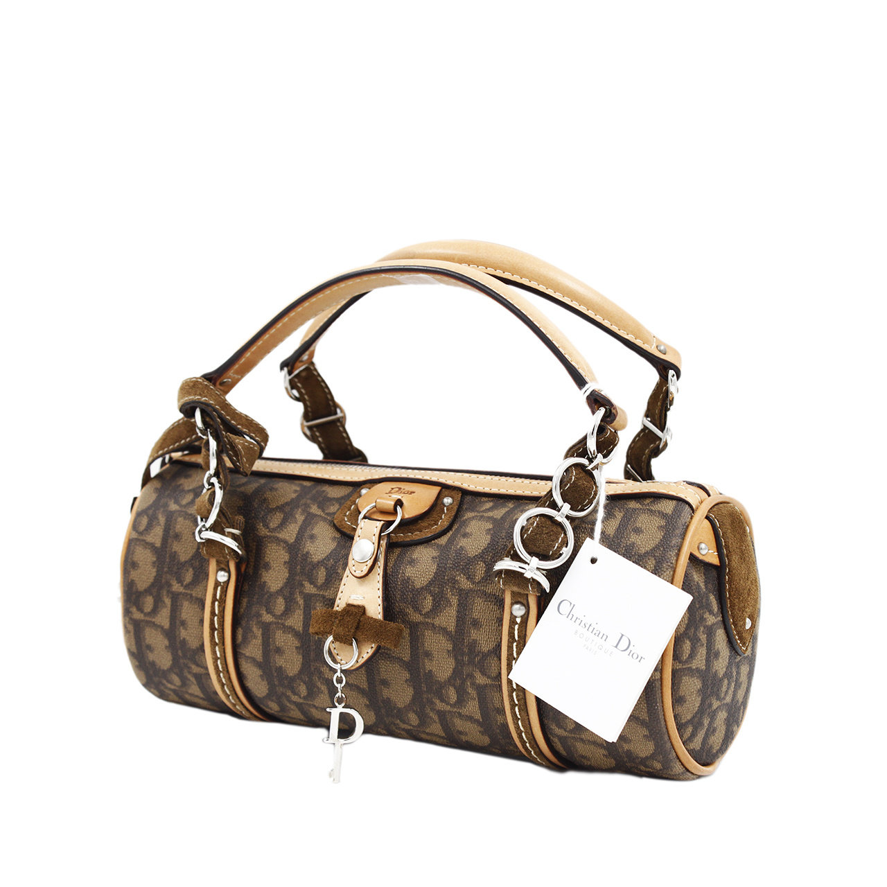 [9.5新]dior 迪奥 棕色pvc女士圆桶小包 手提包