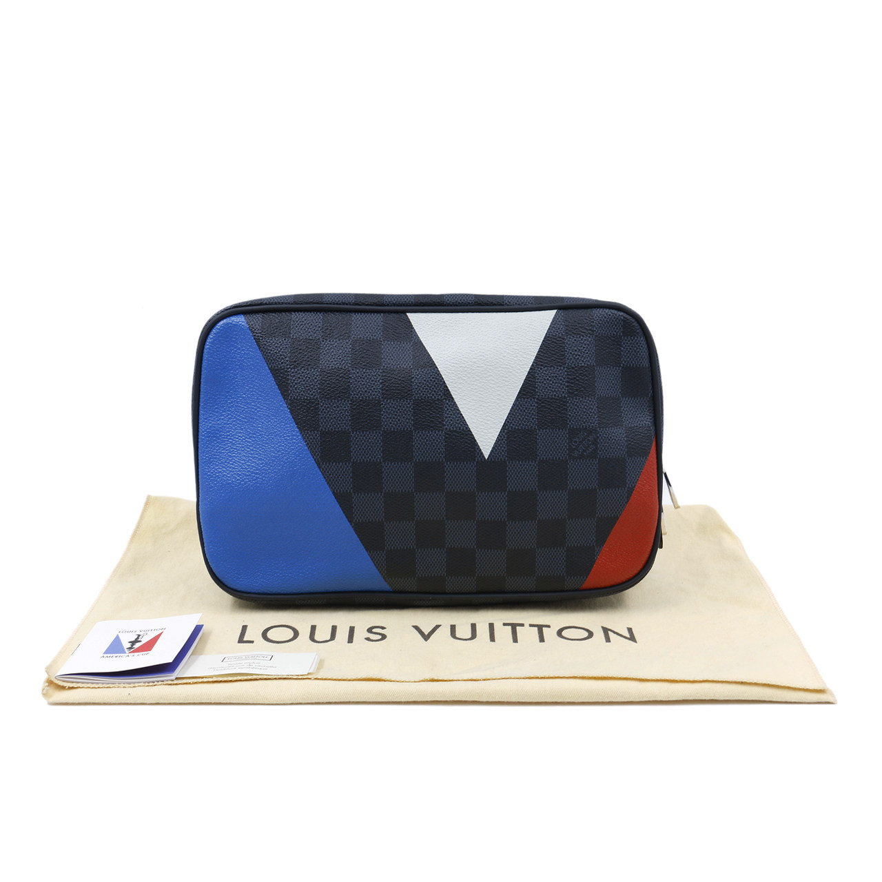 [9.9新]路易威登louis vuitton中性盥洗袋damier cobalt帆布系列