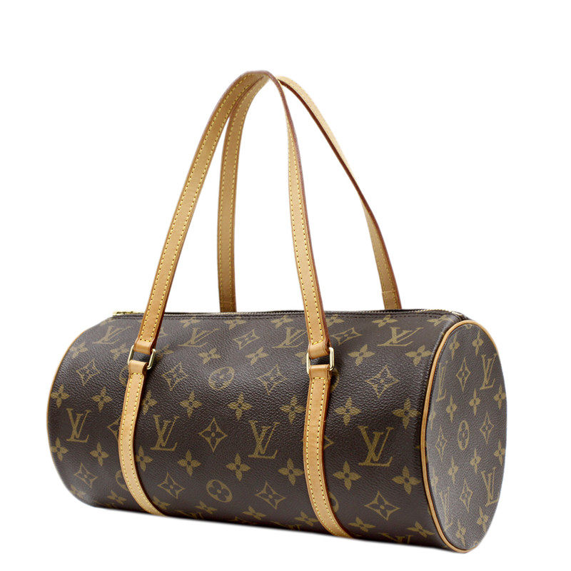 9.0新〕lv 路易威登 papillon经典老花圆筒手提包中号子母包