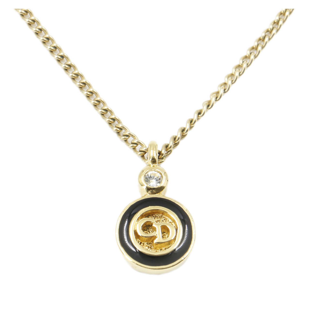 [9.8新]迪奥dior女士项链合金镶水钻圆形吊坠