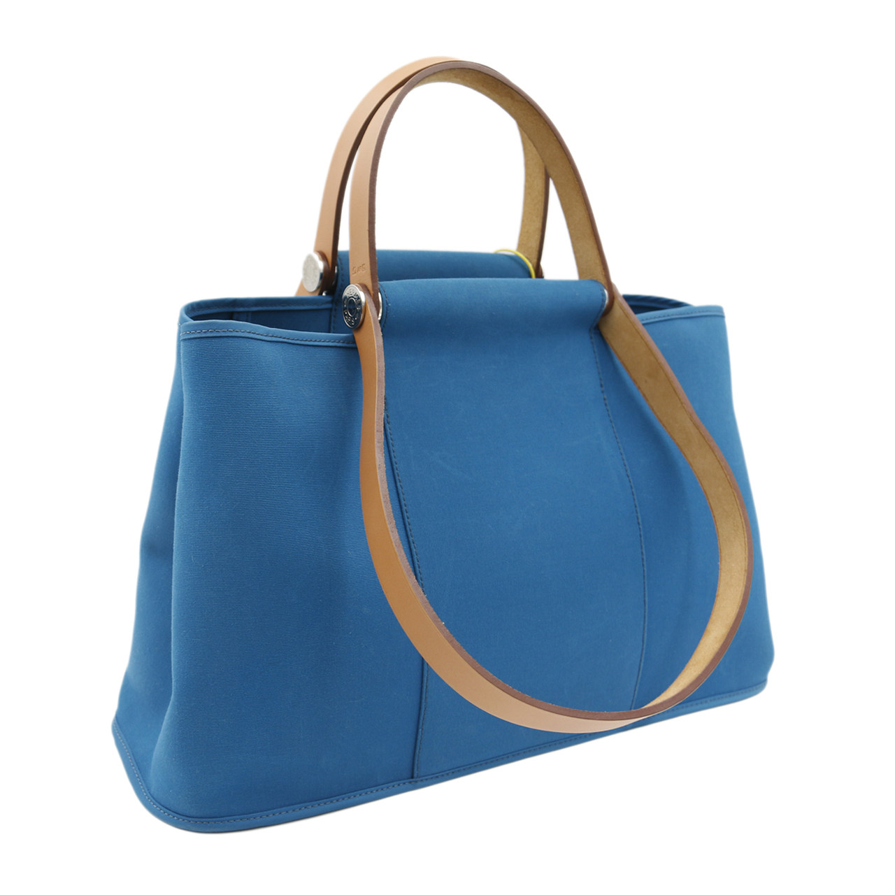 [9.5新]爱马仕hermes女士手提包单肩包蓝色帆布cabag肩背包