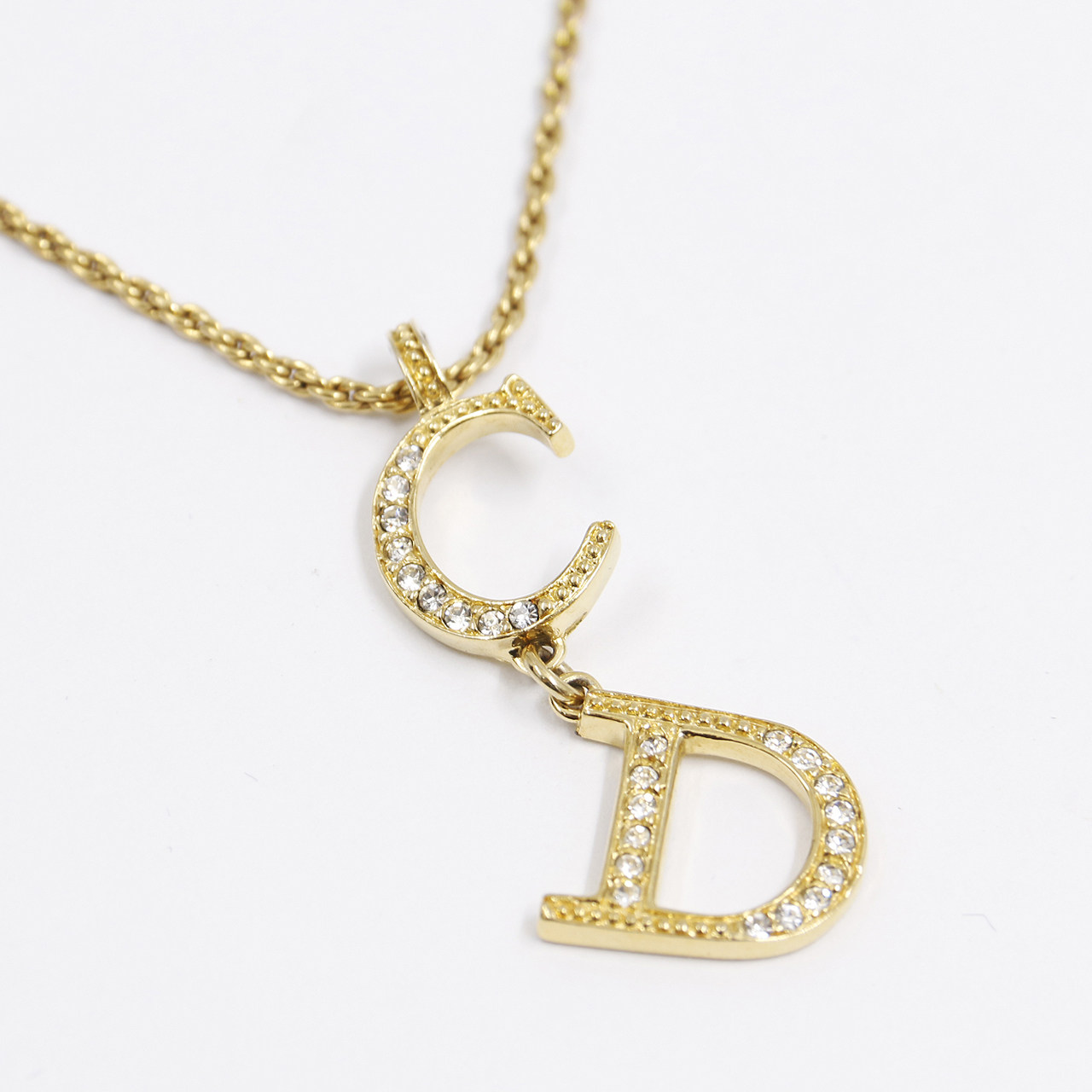 [9.8新]迪奥dior女士项链合金镶水钻字母cd吊坠