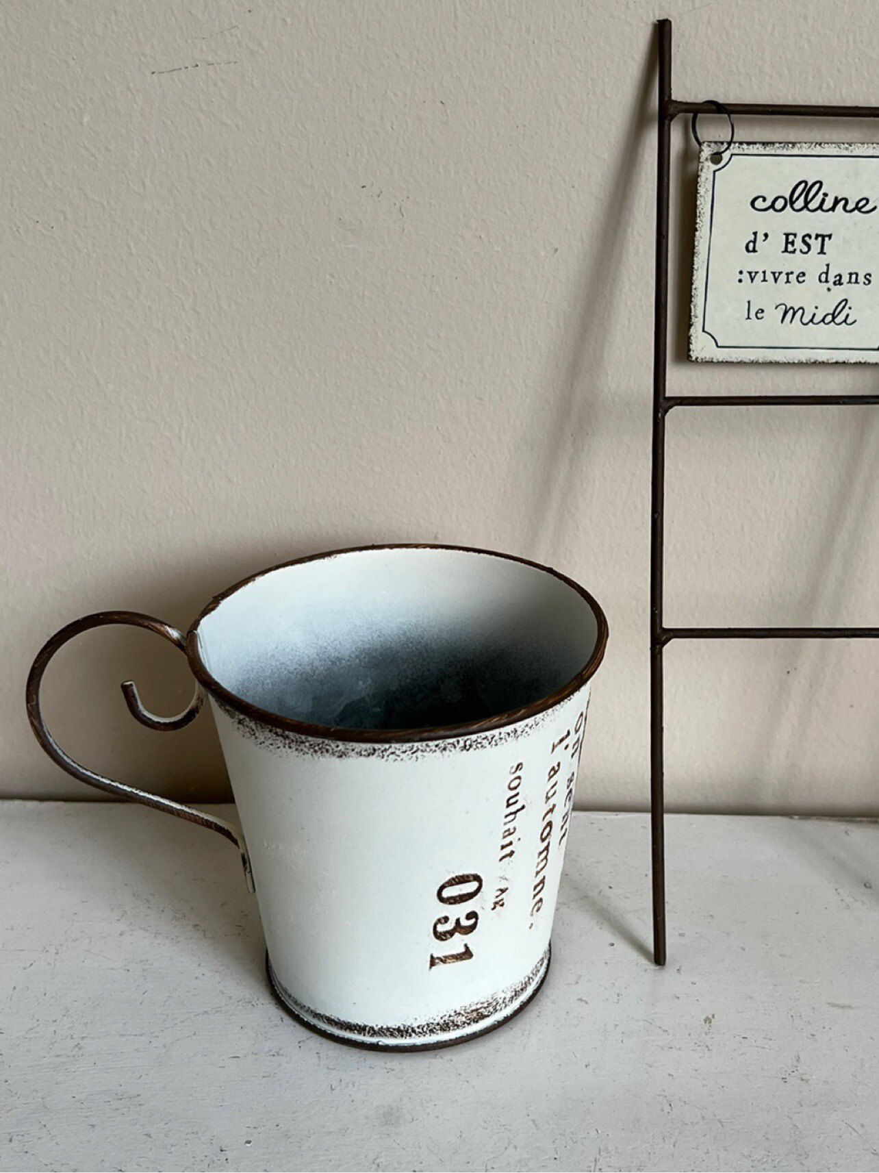 日系inszakka杂货铁皮英文字母印花茶杯小花花盆