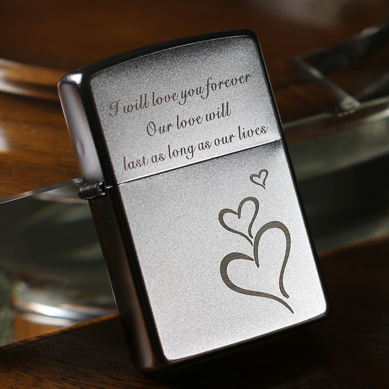 打火机zippo正版原装正品防风磨砂爱心芝宝煤油zppo定制刻字礼物