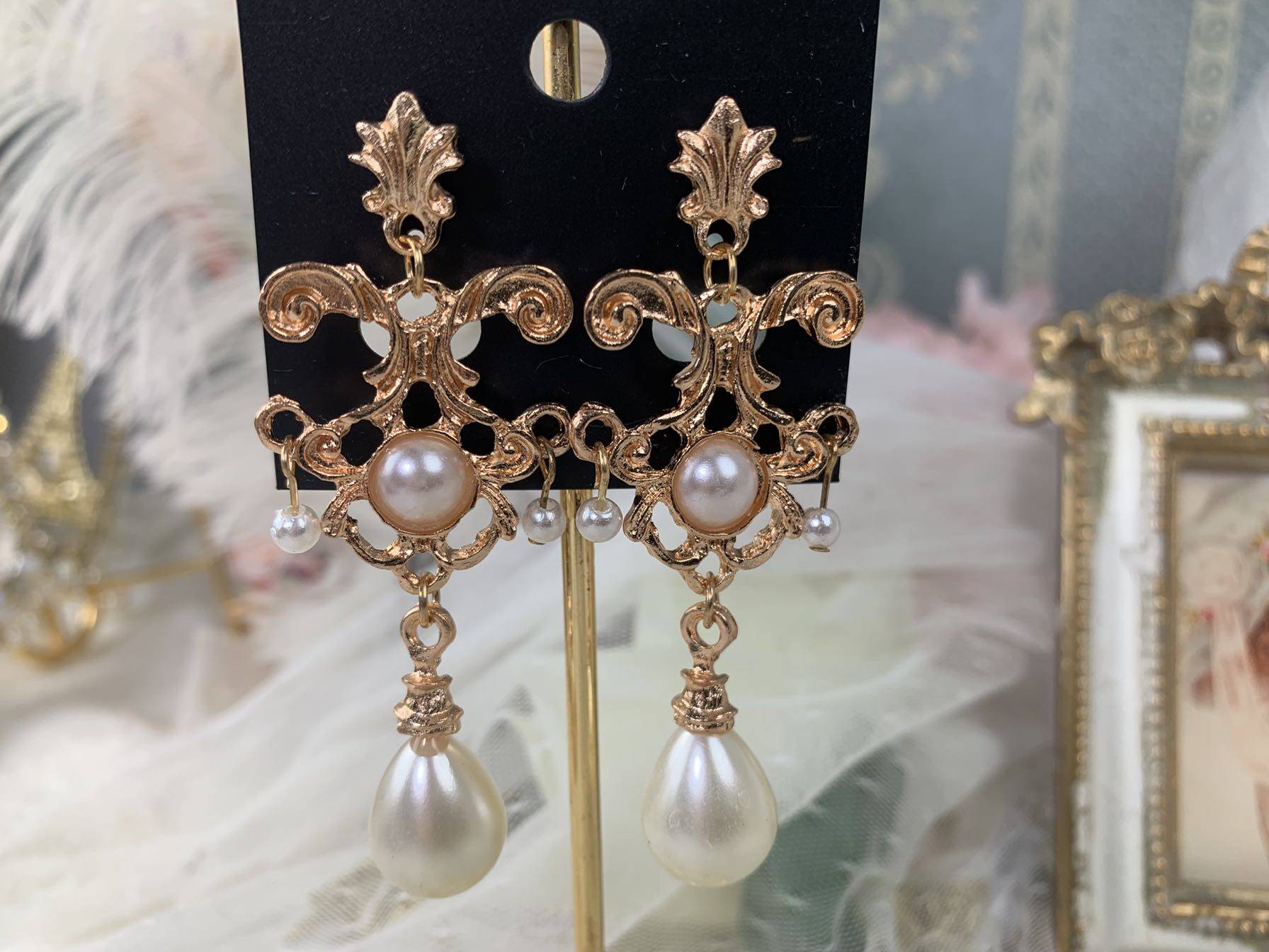 一夜物语lolita配饰欧式巴洛克耳环表演耳钉舞会洛丽塔配饰