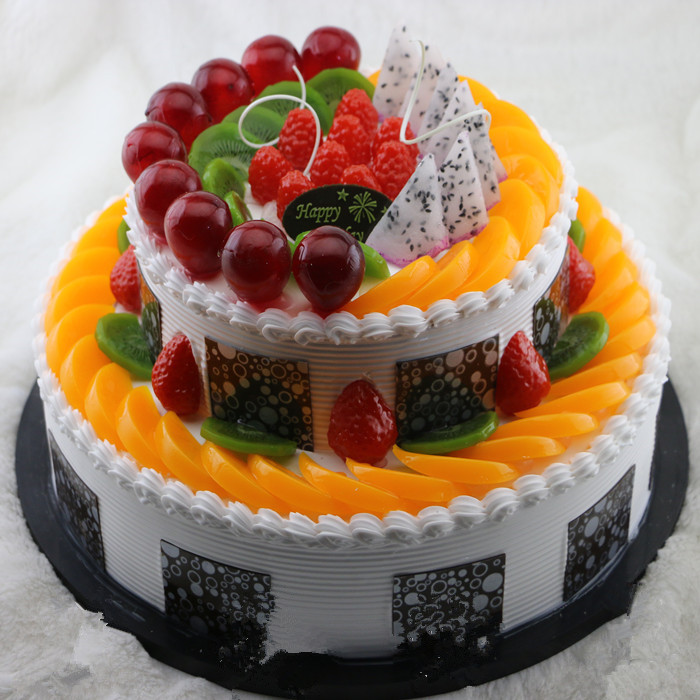 卓越蛋糕模型双层水果系列仿真蛋糕模型仿真水果生日蛋糕模型