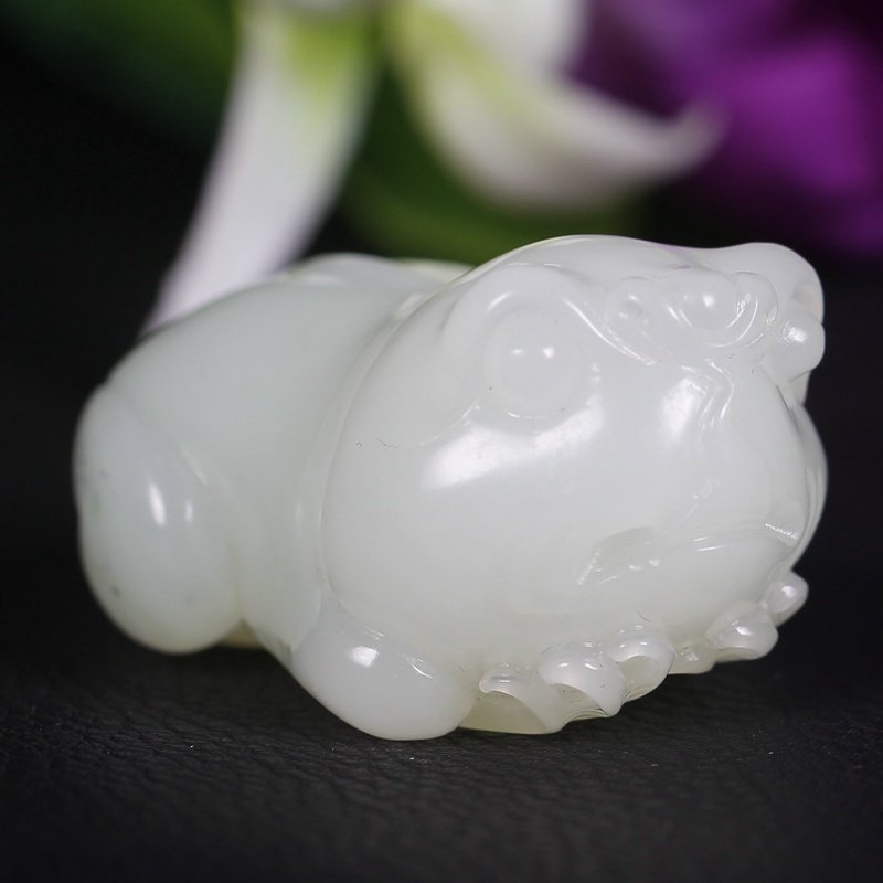 和田玉 白玉 蟾蜍 挂件 34.969克