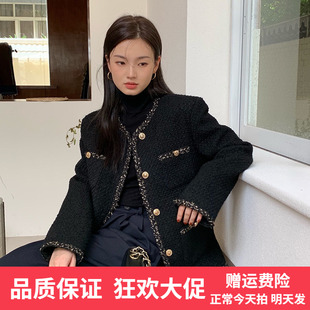 费挪十三行春秋黑色小香风西装外套女小众气质通勤修身小西服8928