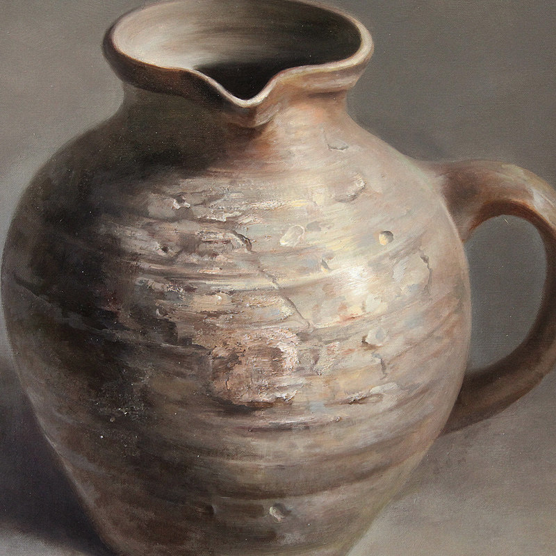 曾国柱《石榴与陶罐》2米宽大幅静物精品写实油画