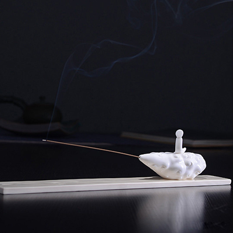 【施国明-云之上】 吾心禅境系建白瓷意境香台 艺术瓷雕摆件