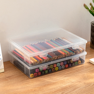 透明文具盒笔筒水彩笔铅笔盒收纳盒彩色笔大容量彩色铅笔彩铅笔盒