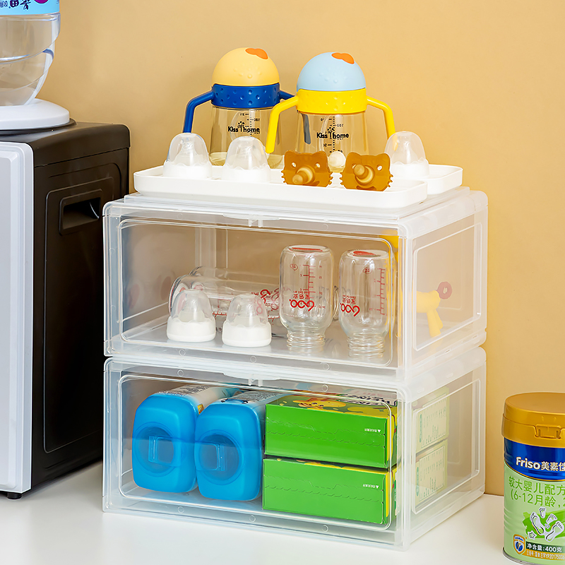婴儿奶瓶收纳箱透明防尘收纳盒储物柜