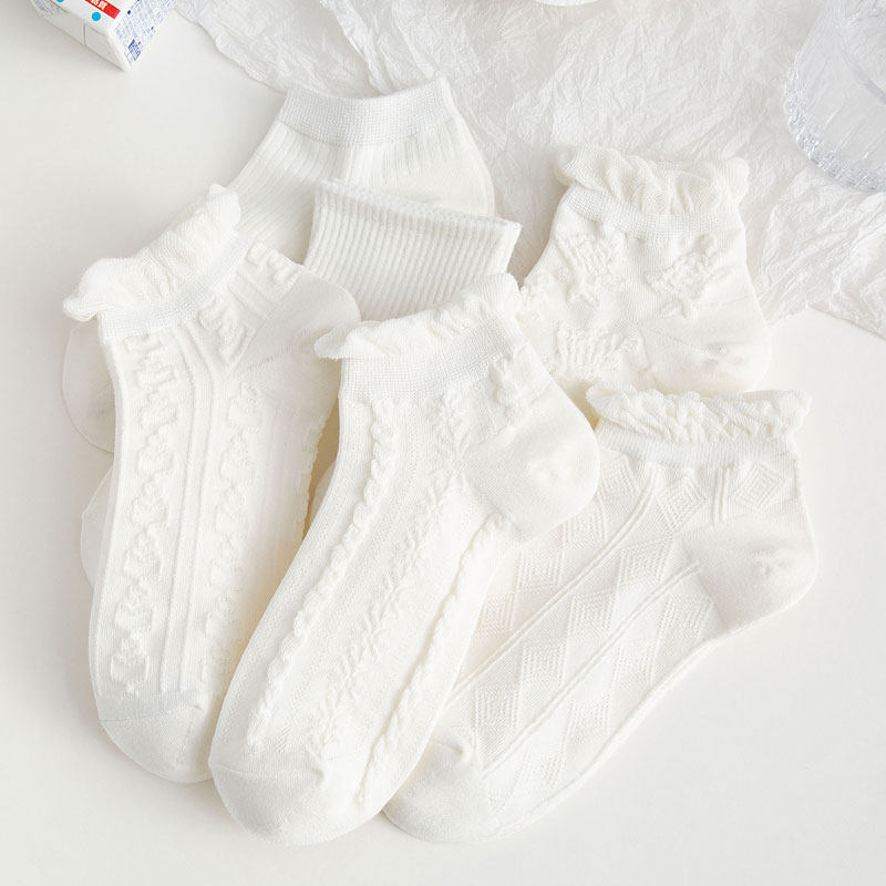 白色jk袜子女短袜春秋季薄款ins潮可爱日系lolita夏天花边中筒袜