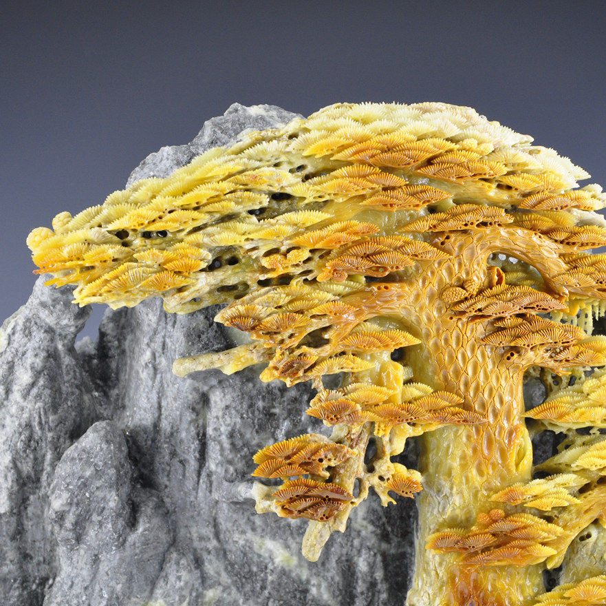 藏品 青田石雕摆件《迎客松》 收藏增值 25.5kg