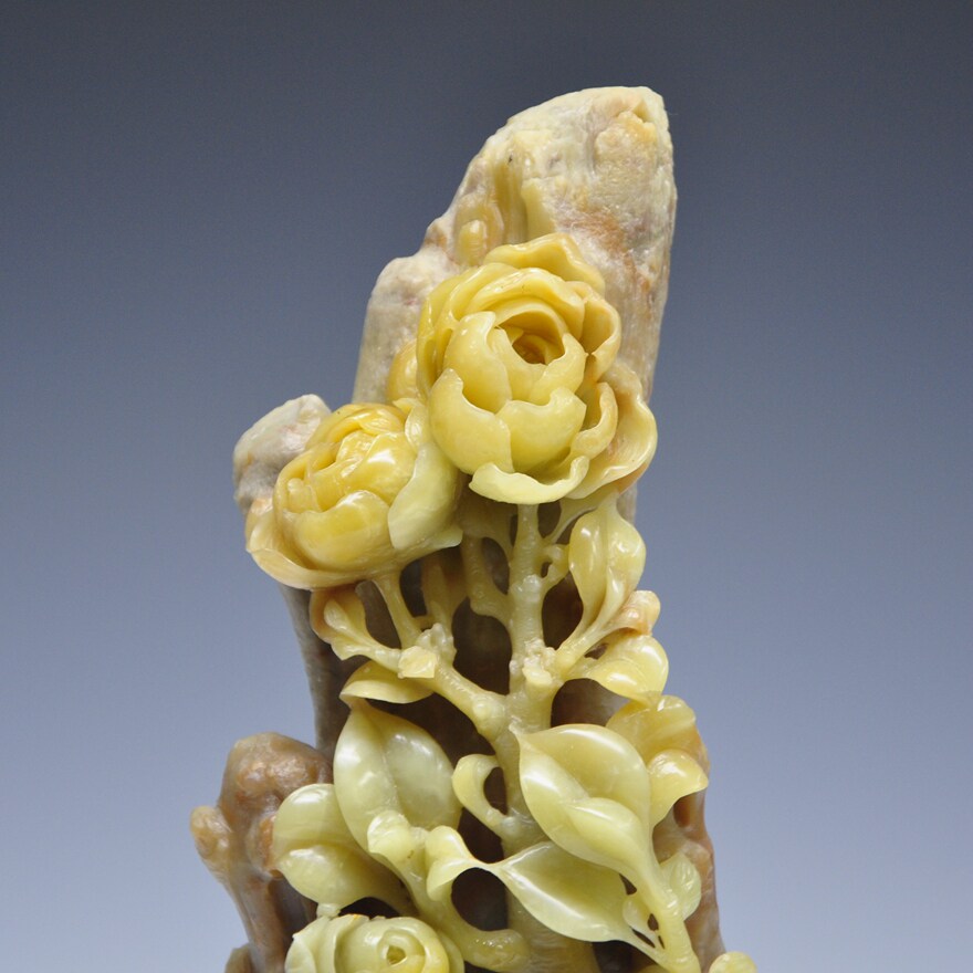 牡丹《花开富贵》青田精品石雕摆件 送礼收藏