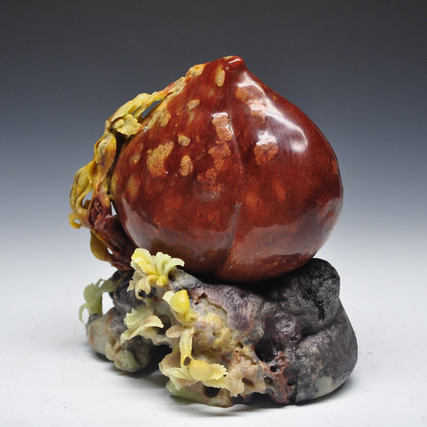 青田石雕摆件 红花石《桃》居家摆放 馈赠亲朋