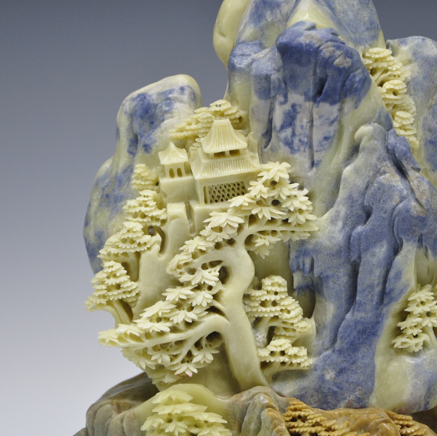 《蓝山水》 青田石雕山水摆件 馈赠佳品