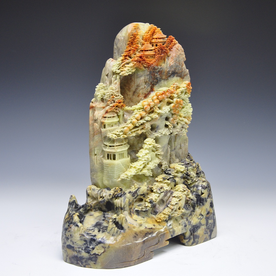 36斤 《鸿运当头》山水摆件 青田石雕 收藏 居家摆放