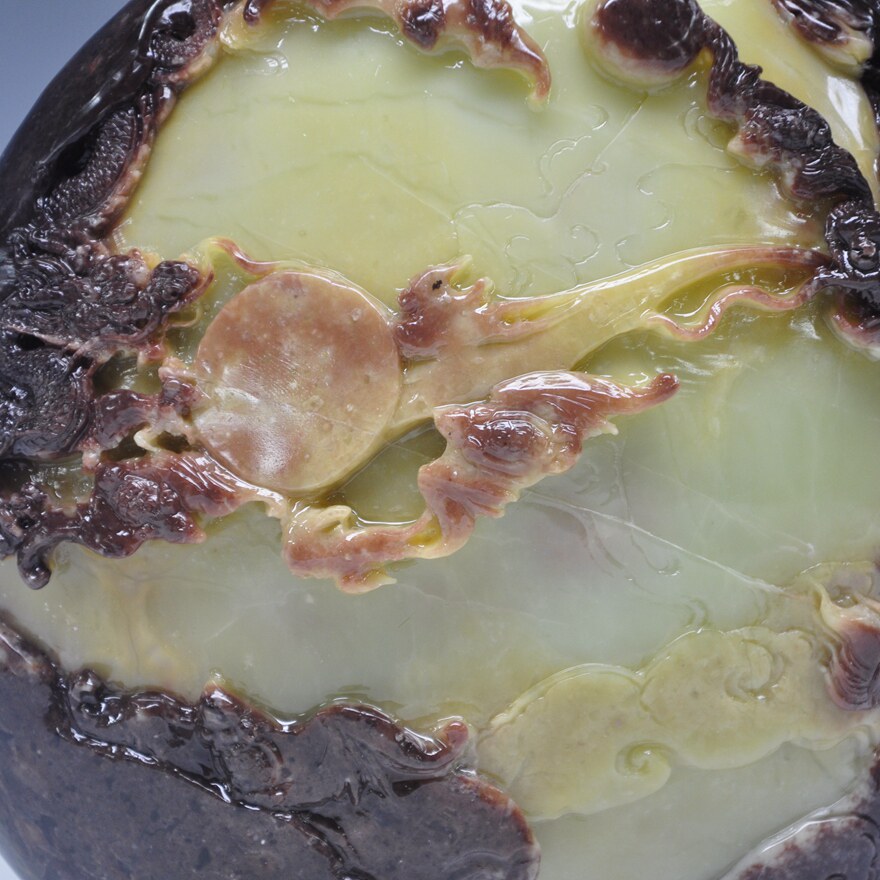 青田龙蛋石 石雕摆件《瑞龙》精雕细作 收藏馈赠