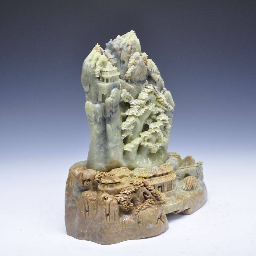 山水摆件 青田石雕《人间仙境》