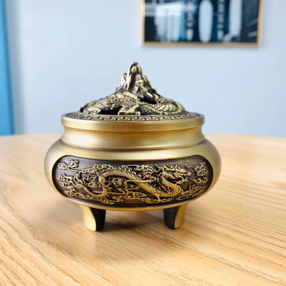 金莲花纯铜香炉高端禅意香炉自用送礼家用室内仿古熏香炉摆件