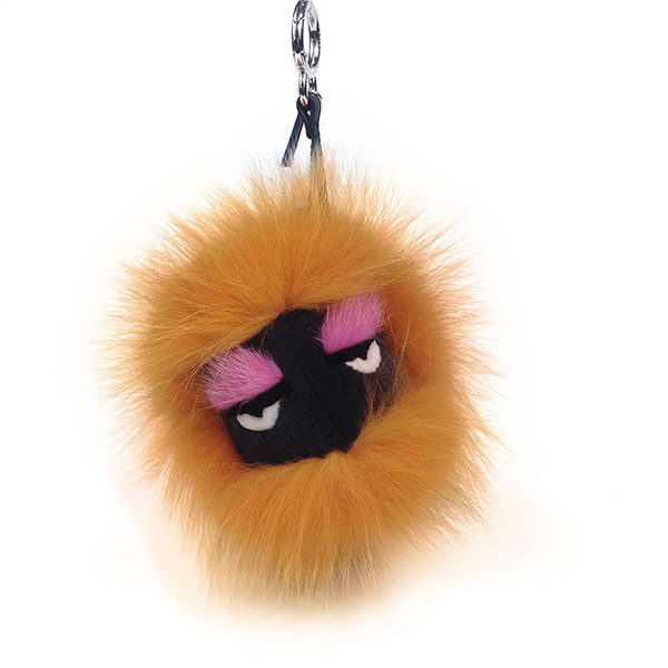 [9.9新]芬迪fendi小怪兽毛球挂件黄色毛黑脸