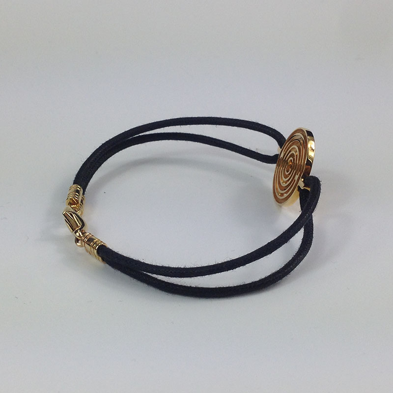 【9.8新】bvlgari/宝格丽 黑手绳18k金圆形镂空手链