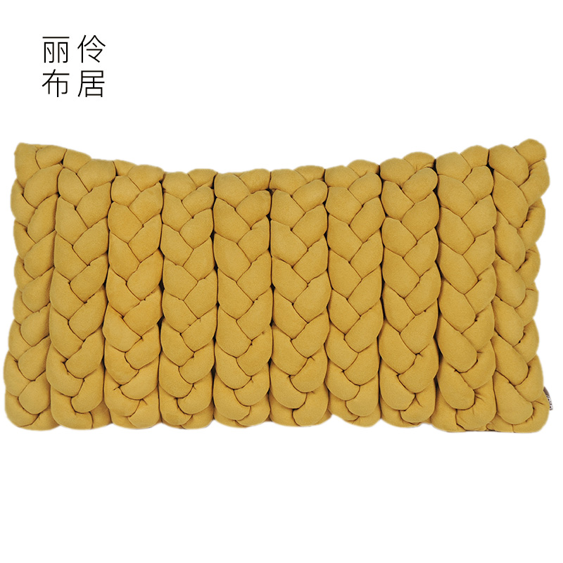 伶居丽布麻花腰枕样板房抱枕家具展厅枕头欧式靠垫套软装软包黄色|ruв категории домашний ткань, подушка/подушка - от Buy2taobao.com для оказания профессиональной услуги покупки агента Taobao