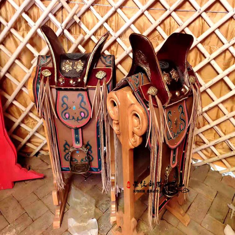 热销蒙古包装饰_蒙古族马鞍子工艺品摆件蒙古特色仿真马鞍摆设蒙古包