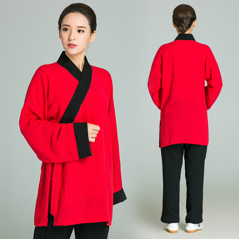 武农武当秋季太极服女 道服道袍汉服亚麻斜领古装服武术太极套装