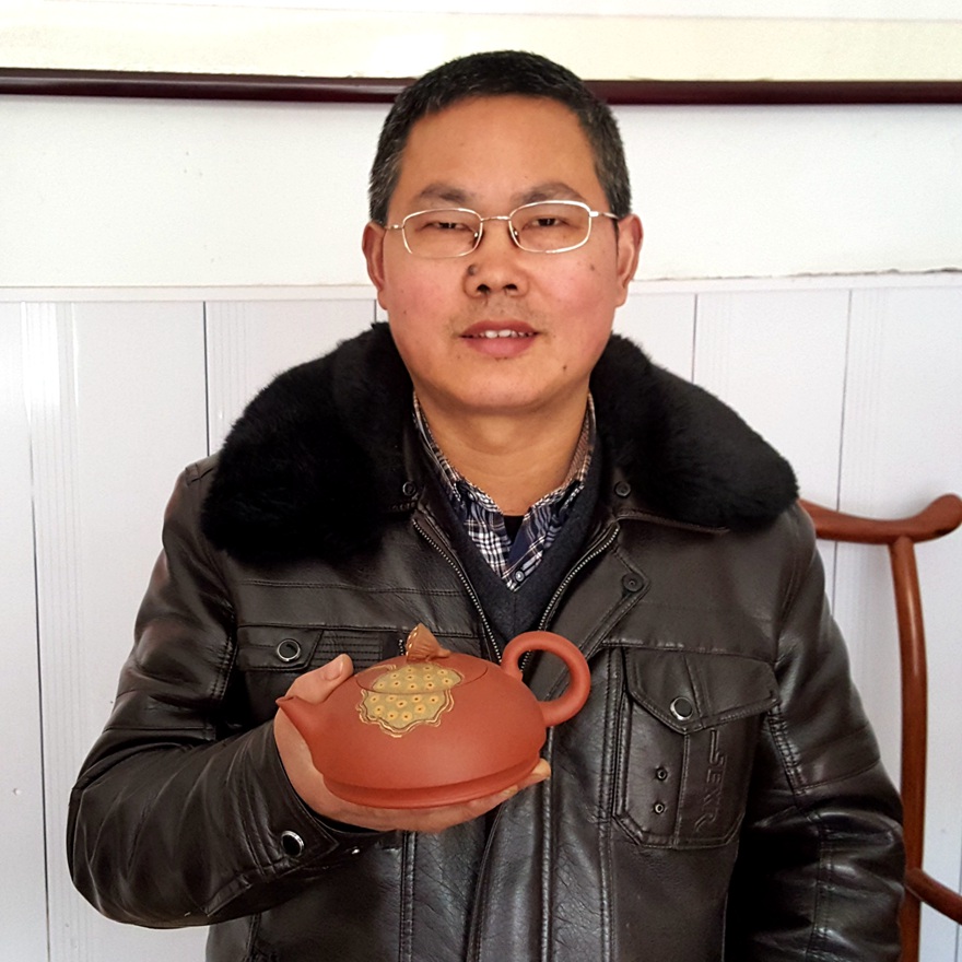 国家级工艺美术师 王泉林 泥绘莲蓬壶 清水泥 355cc