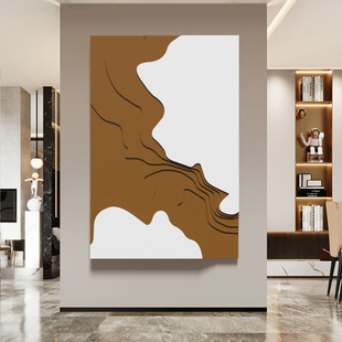现代简约客厅装饰画高端3D立体木雕浮雕手工上色过道玄关抽象挂画