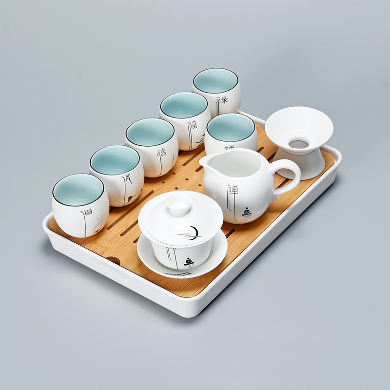 君器定窯白瓷功夫喝茶茶具套裝家用小套簡約陶瓷茶壺中式蓋碗茶杯在類目 餐飲具, 茶具, 功夫茶具中 - 來自Buy2taobao.com提供專業的淘寶代購服務