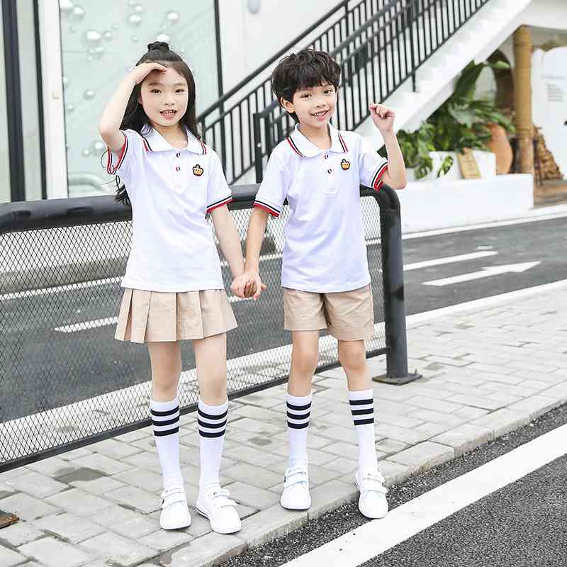 安果儿夏款小学生校服班服polo衫幼儿园园服短袖T恤运动套装