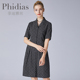 Phidias连衣裙法式小众秋新款收腰显瘦气质条纹中长款裙子