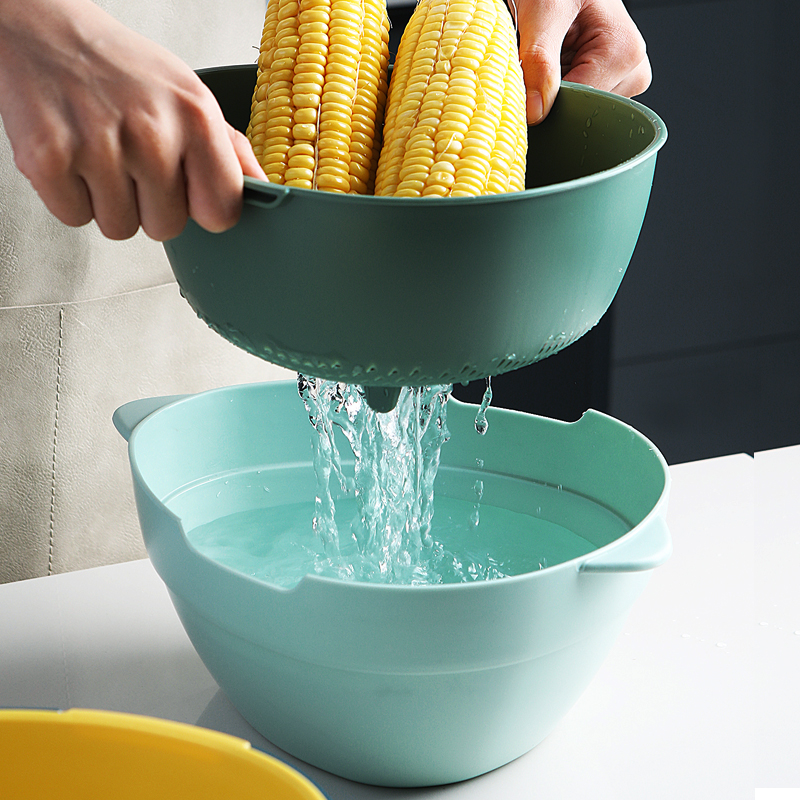 家用塑料雙層洗菜籃廚房洗菜器瀝水籃子創意現代客廳水果盆水果籃在類目 餐飲具, 餐具, 果盆/果盤/果籃中 - 來自Buy2taobao.com提供專業的淘寶代購服務