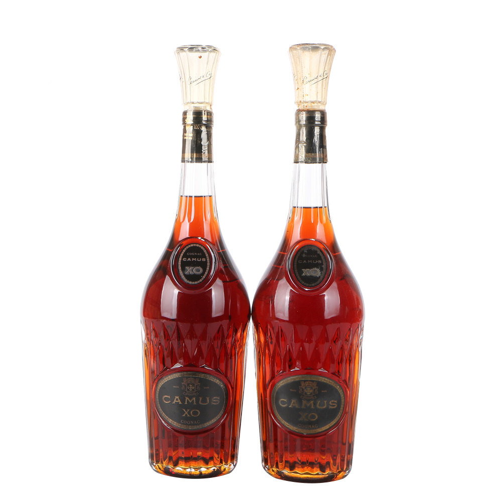 47.90年代2斤卡慕长颈瓶xo 40度1000ml*2瓶老洋酒收藏