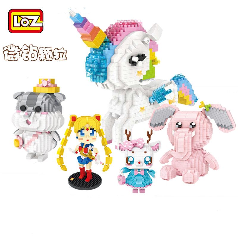 loz微钻小颗粒独角兽积木国潮当道醒狮招财猫熊猫高难度拼装礼物