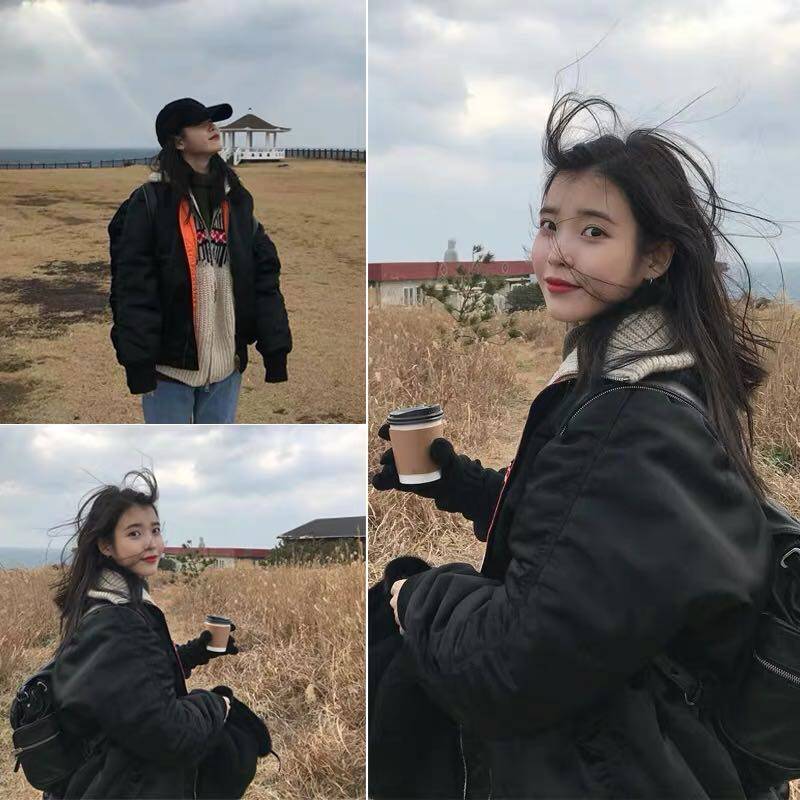 iu李智恩同款棒球服棉衣加厚oversize飞行员夹克外套女秋冬棉服潮